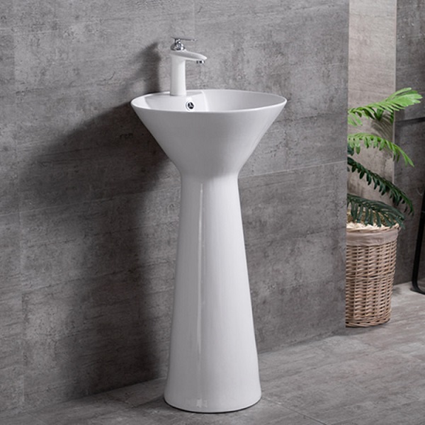 Chậu rửa lavabo màu đen chân đứng nghệ thuật đá nhân tạo Miken KKR-1597 - Image 4