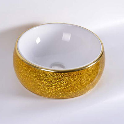 Chậu rửa lavabo nghệ thuật mạ vàng 488-1 - Image 4