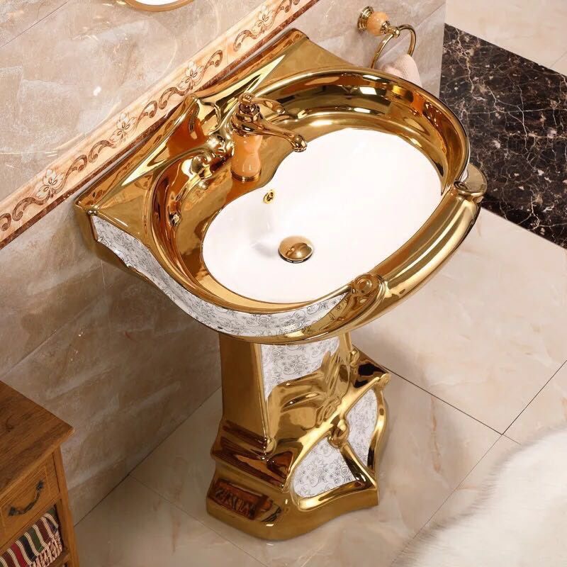 Chậu rửa lavabo nghệ thuật mạ vàng 488-1 - Image 5