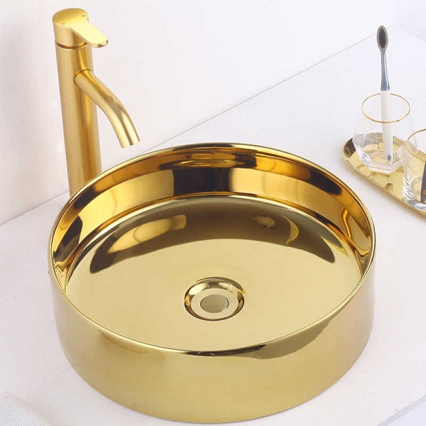 Chậu rửa lavabo nghệ thuật mạ vàng 488-1 - Image 6
