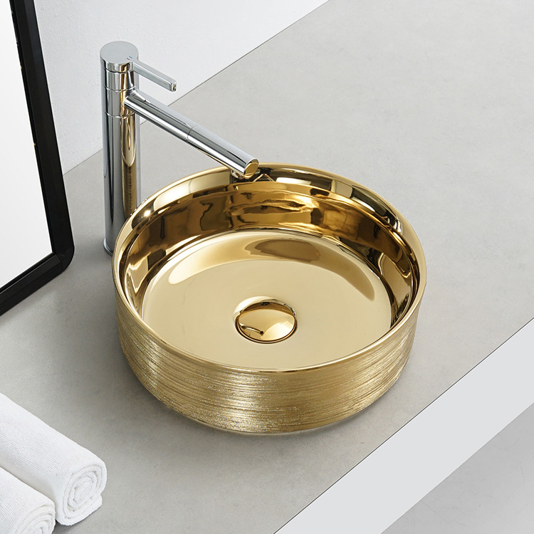 Chậu rửa lavabo nghệ thuật mạ vàng 488 - Image 4