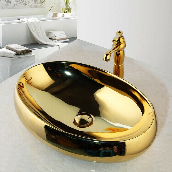 Chậu rửa lavabo nghệ thuật mạ vàng 488 - Image 5