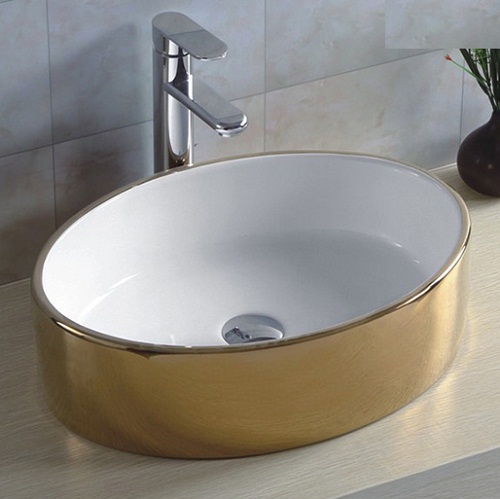 Chậu rửa lavabo nghệ thuật mạ vàng 8025AG1 - Image 3