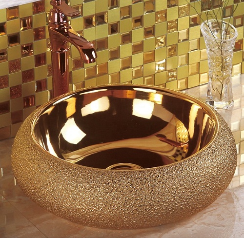 Chậu rửa lavabo nghệ thuật mạ vàng 8025AG1 - Image 4