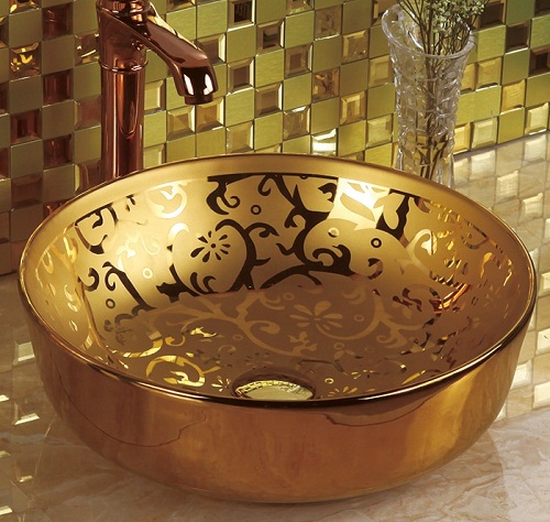 Chậu rửa lavabo nghệ thuật mạ vàng G319 - Image 3