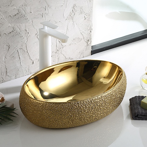 Chậu rửa lavabo nghệ thuật mạ vàng G319 - Image 4