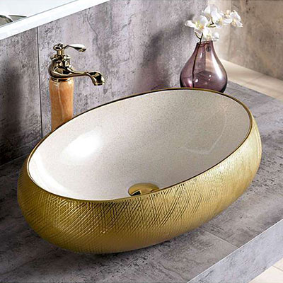 Chậu rửa lavabo nghệ thuật mạ vàng G319 - Image 5