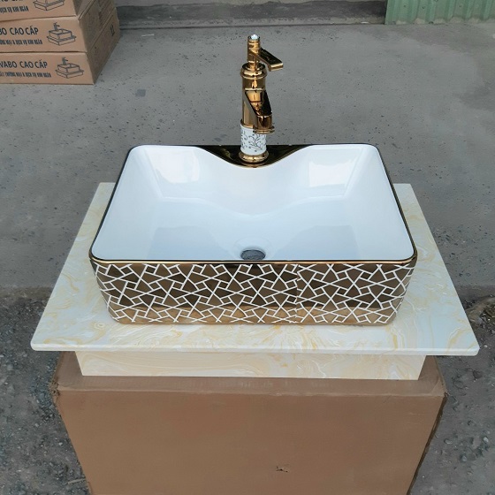 Chậu rửa lavabo nghệ thuật mạ vàng G324 - Image 4