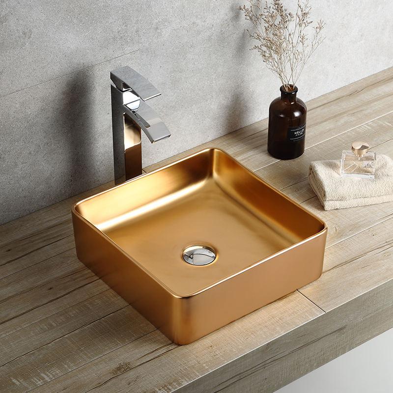 Chậu rửa lavabo nghệ thuật mạ vàng hoa văn Miken MKC-4040G - Image 4