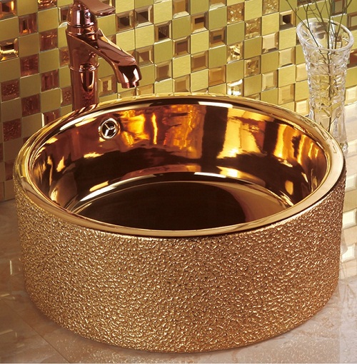 Chậu rửa lavabo nghệ thuật mạ vàng LARTO 8028G - Image 6
