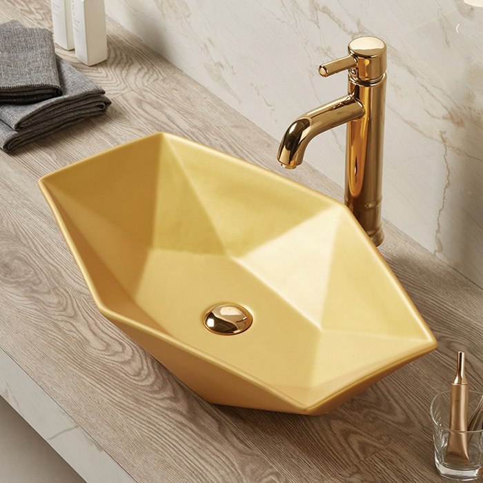 Chậu rửa lavabo nghệ thuật mạ vàng Miken MKC-4241G - Image 3