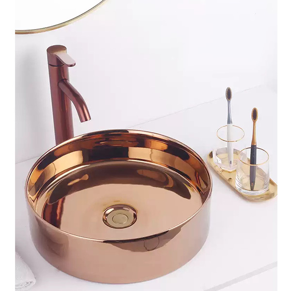 Chậu rửa lavabo nghệ thuật mạ vàng Miken MKC-4736G - Image 3