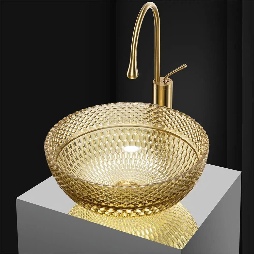 Chậu rửa lavabo thủy tinh pha lê Miken CPL-107 - Image 4