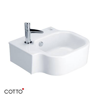 Chậu rửa lavabo treo tường men trắng Cotto SC00657 WH - Image 3