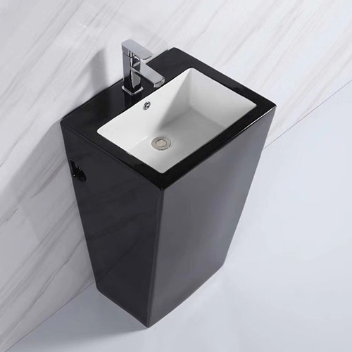 Chậu rửa mặt chân đứng màu đen Miken MKC-6031B - Image 4