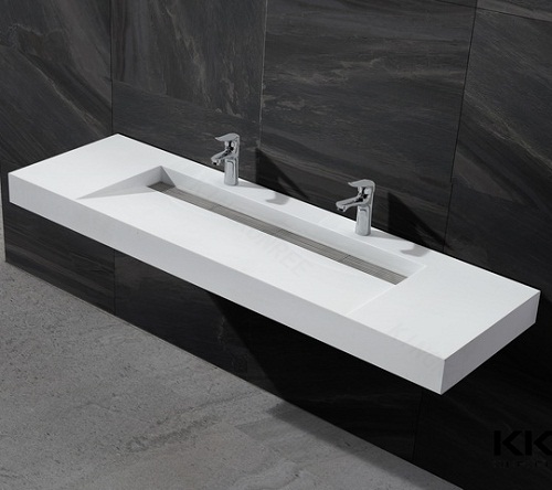 Chậu rửa mặt đá nhân tạo chân đứng màu trắng Miken KKR-1581 - Image 6