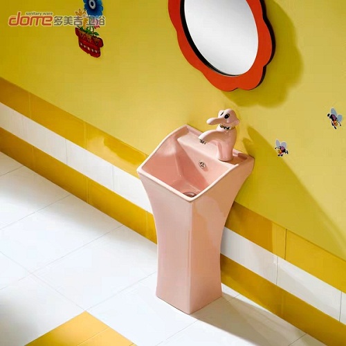 Chậu rửa mặt dành cho trẻ em bàn đá vuông màu cam (5 màu sắc) - Image 6