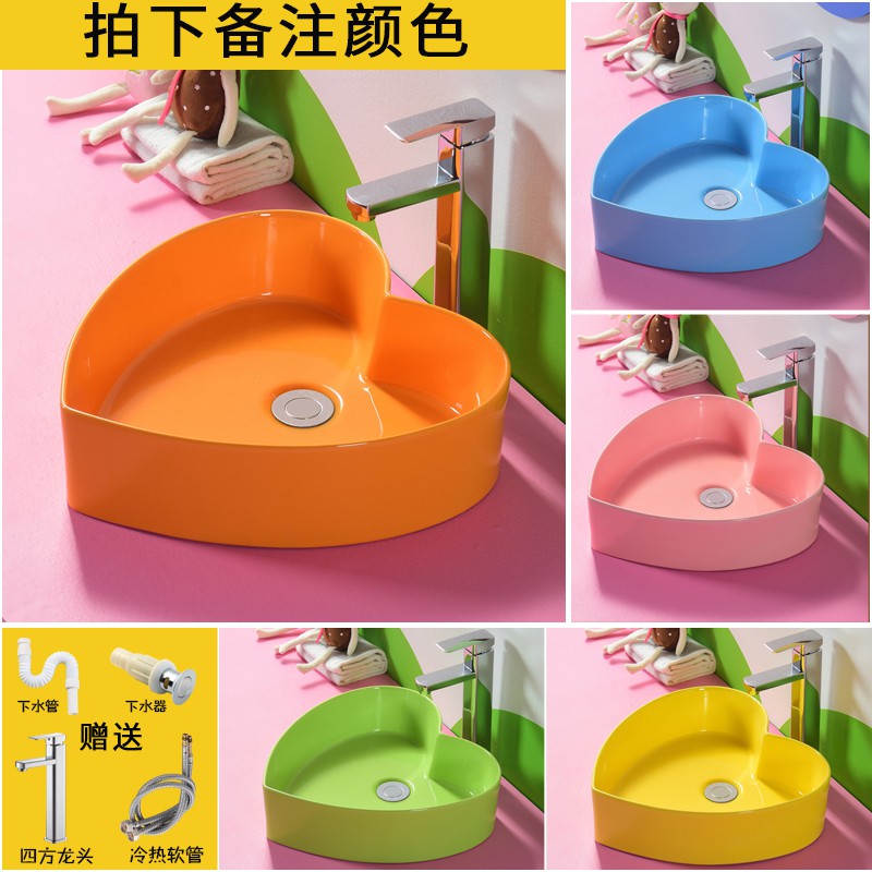 Chậu rửa mặt dành cho trẻ em bàn đá vuông MKV-882 (5 màu sắc) - Image 4