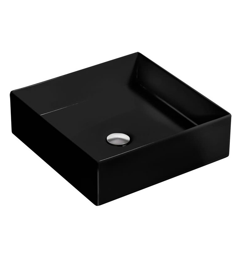 Chậu rửa mặt lavabo đặt bàn vuông thành mỏng màu đen Kohler Mica K-90011T-7