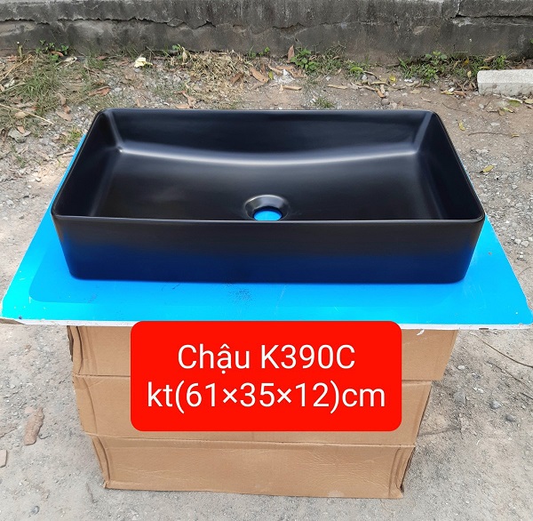 Chậu rửa mặt lavabo màu đen nghệ thuật 49938B - Image 3