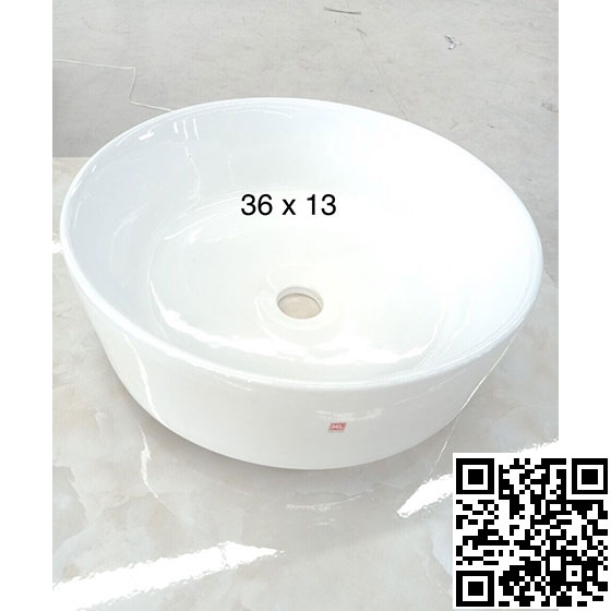 Chậu rửa mặt lavabo tròn dương bàn Minh Long T11 (380x380x130mm)