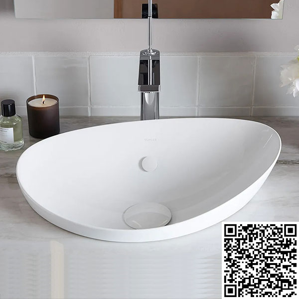 Chậu rửa mặt màu đen kèm chân lavabo Kohler K-2344-8-7 - Image 4
