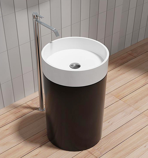 Chậu rửa mặt màu đen nghệ thuật chân đứng đá nhân tạo Miken MKC-2084 (Đặt hàng 7-15 ngày) - Image 5