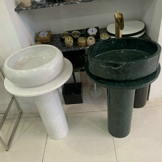 Chậu rửa mặt màu đen nghệ thuật chân đứng đá nhân tạo Miken MKC-2084 (Đặt hàng 7-15 ngày) - Image 6