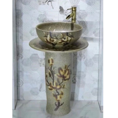 Chậu rửa mặt nghệ thuật chân đứng hình tròn WM023B - Image 4