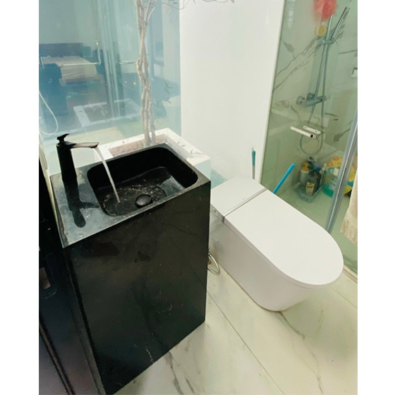 Chậu rửa mặt nghệ thuật đá nhân tạo chân đứng màu vàng Miken MKC-S8605Y - Image 6