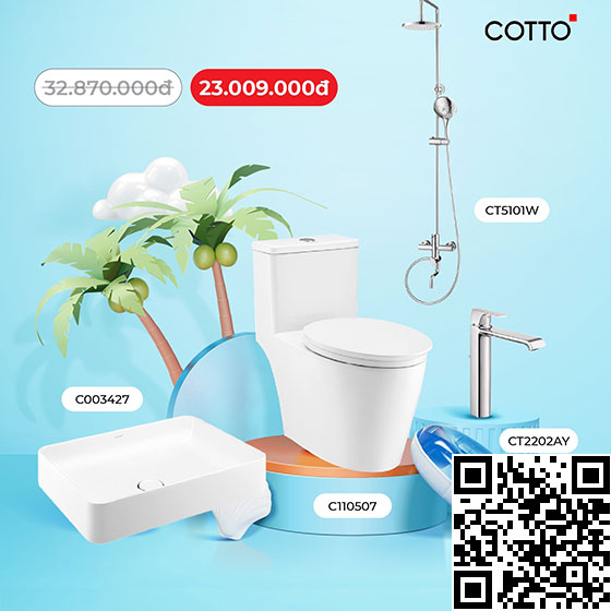 Combo thiết bị vệ sinh 4 bộ Cotto C105337-C003407-CT542AY-CT5101W - Image 3