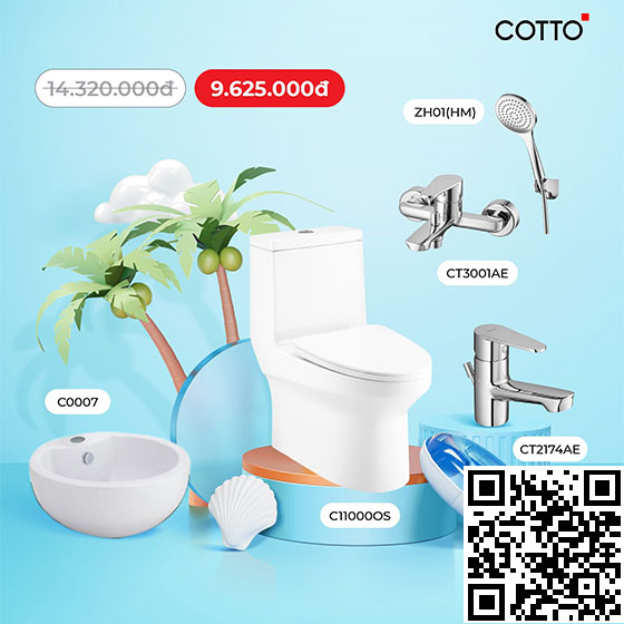 Combo Thiết bị vệ sinh 5 bộ Cotto C105607-C0901-CT2401A-CT3001AE-ZH01(HM) - Image 5