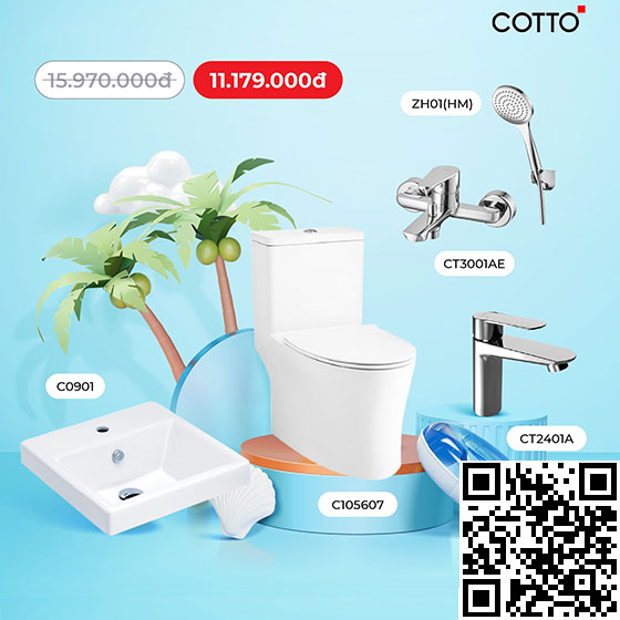 Combo Thiết bị vệ sinh 6 Cotto C10327-C001057-CT2123A-CT2147E-CT683AX(HM)-CT0133 - Image 3