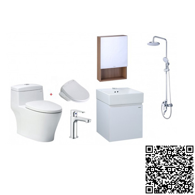 Combo Thiết bị vệ sinh Caesar B2 CTS1325-L2152 Bồn Cầu 2 Khối Và Lavabo Treo Tường - Image 3