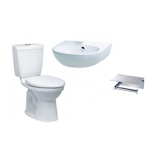 Combo Thiết bị vệ sinh Caesar B4 CTS1325-L2152-BS304A Bồn Cầu 2 Khối Lavabo Treo Tường Vòi Xịt - Image 3