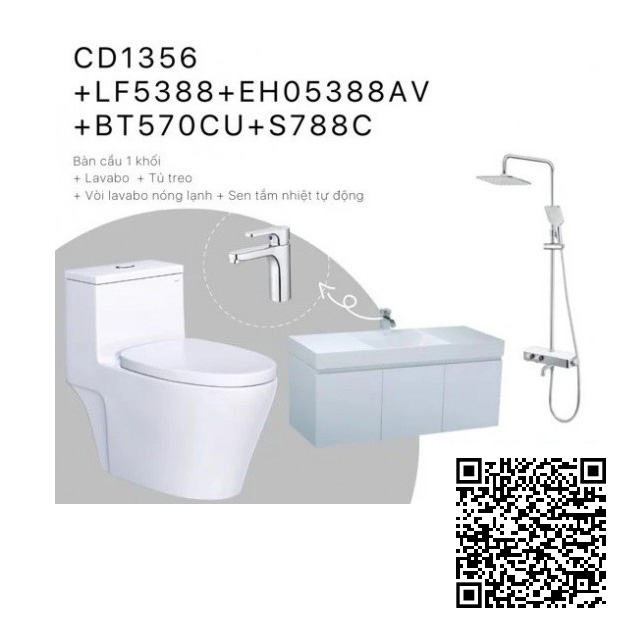 Combo Thiết bị vệ sinh Caesar CD1356-LF5388-EH05388AV-BT570CU-S788C