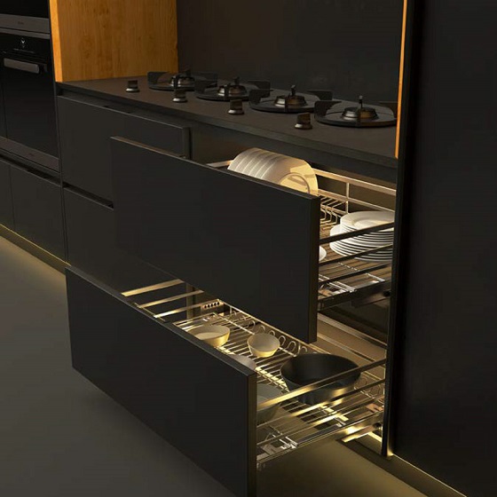Giá đựng bát đĩa nâng hạ di động tủ trên Hafele 504.76.010 (lưới tròn) - Image 3