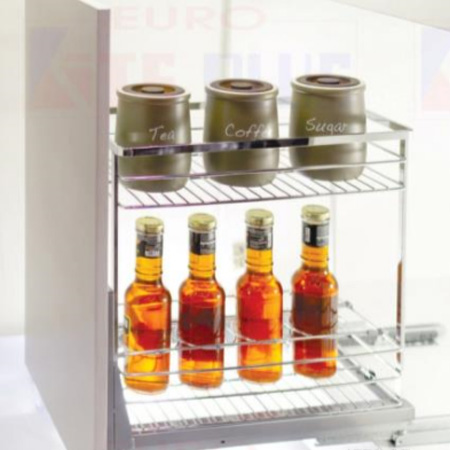 Giá đựng gia vị nan dẹt inox bóng - ray giảm chấn Eurokit JEPL.20