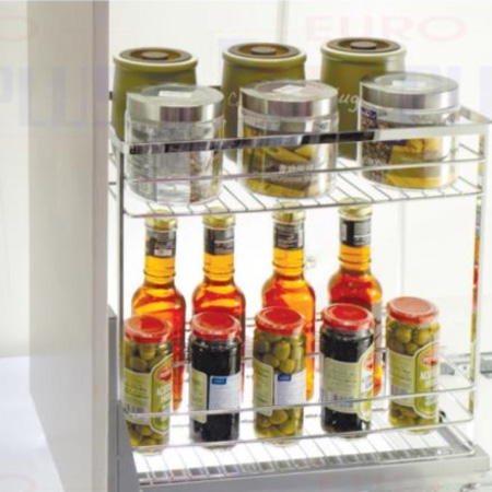 Giá đựng gia vị nan dẹt inox bóng - ray giảm chấn Eurokit JEPL.35