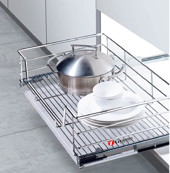 Giá đựng xoong nồi tủ dưới nan dẹt Grasso GD8002 (690x420x210mm) - Image 4