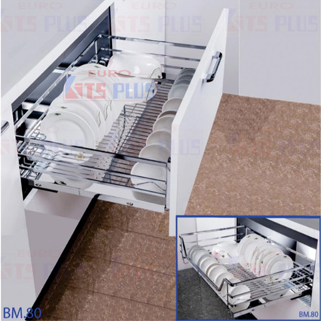 Giá xoong nồi bát đĩa nan dẹt inox bóng Eurokit BM-VIP