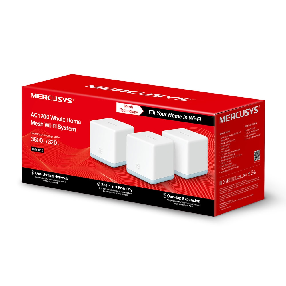 Hệ Thống Mesh Wi‑Fi 5 AC1200 Mercusys Halo S12 3-pack - Image 2