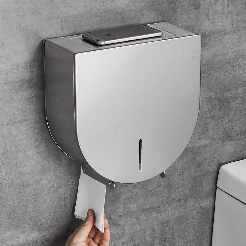 Hộp đựng giấy vệ sinh Inox 304 loại lớn Miken MK-1106M-New (Xước mờ)