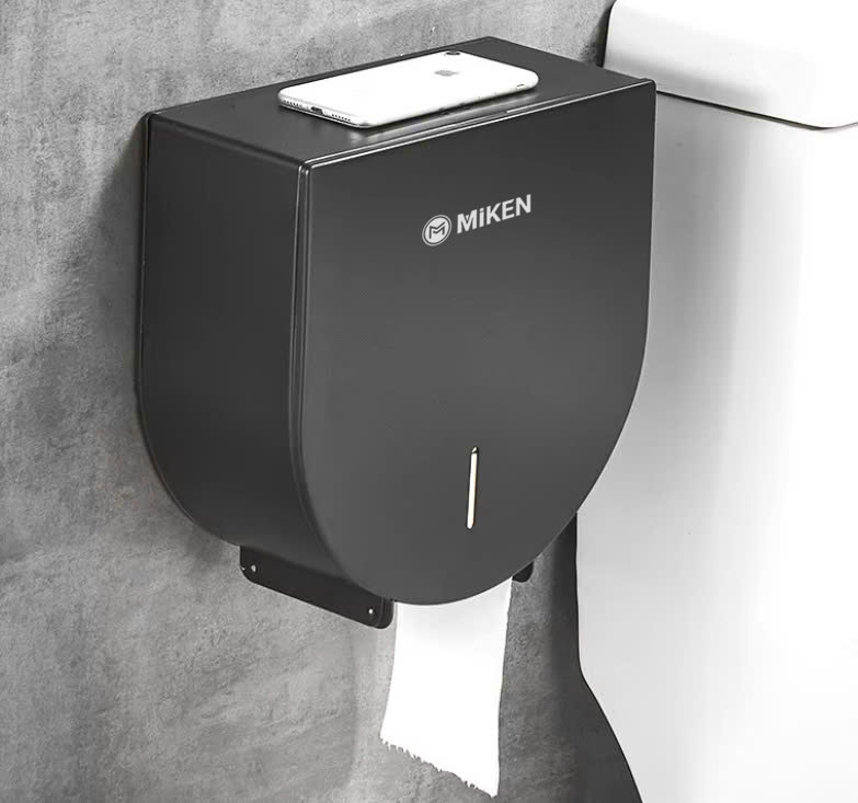 Hộp đựng giấy vệ sinh Inox 304 màu đen loại lớn Miken MK-1106BL