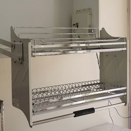 Kệ bát đĩa nâng hạ 2 tầng Grob GV304-160 (inox 304)