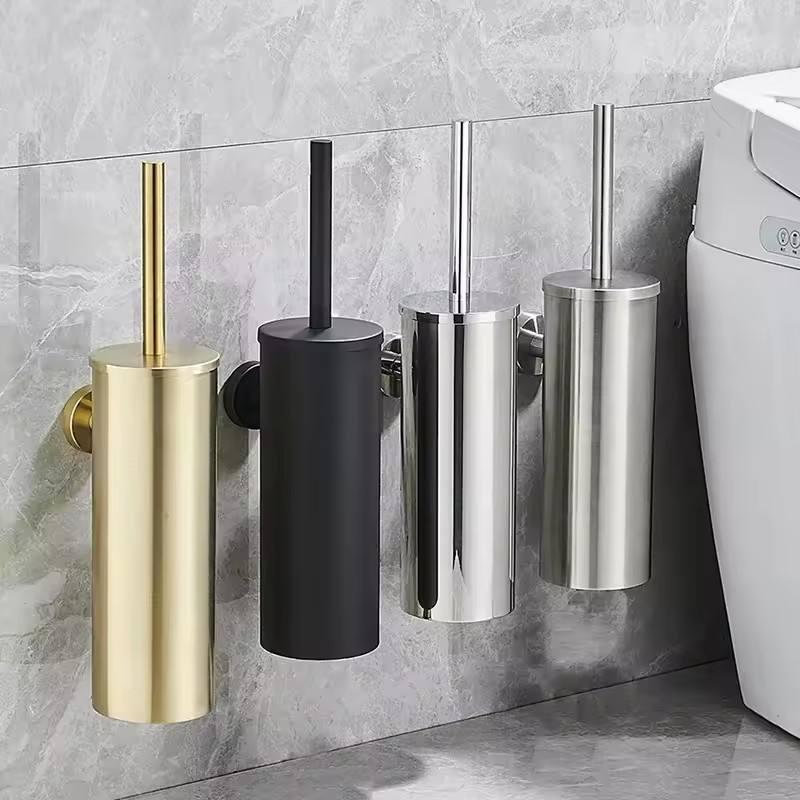 Kệ chổi cọ Toilet treo tường các màu crom, Inox mờ, vàng, hồng vàng, đen Miken MK-PC0053