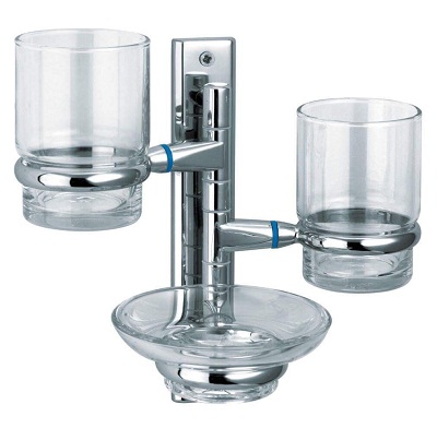 Kệ cốc đánh răng kết hợp đĩa xà phòng treo tường Geler 533
