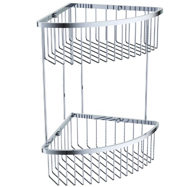 Kệ góc 2 tầng Đồng mạ Crom bóng Miken MKK-3225 (32x25x25x6cm)