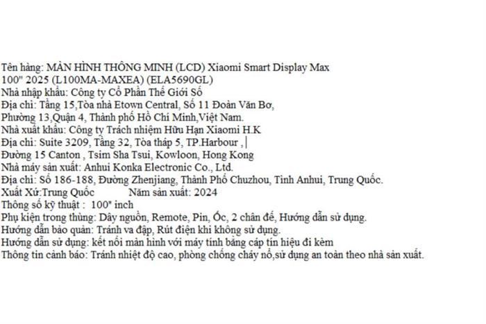 Màn hình thông minh Xiaomi 4K 100 inch Smart Display Max ELA5690GL 2025 - Image 4