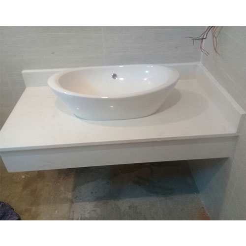 Mặt bàn đá chậu rửa lavabo màu trắng HM-7050-4 - Image 3